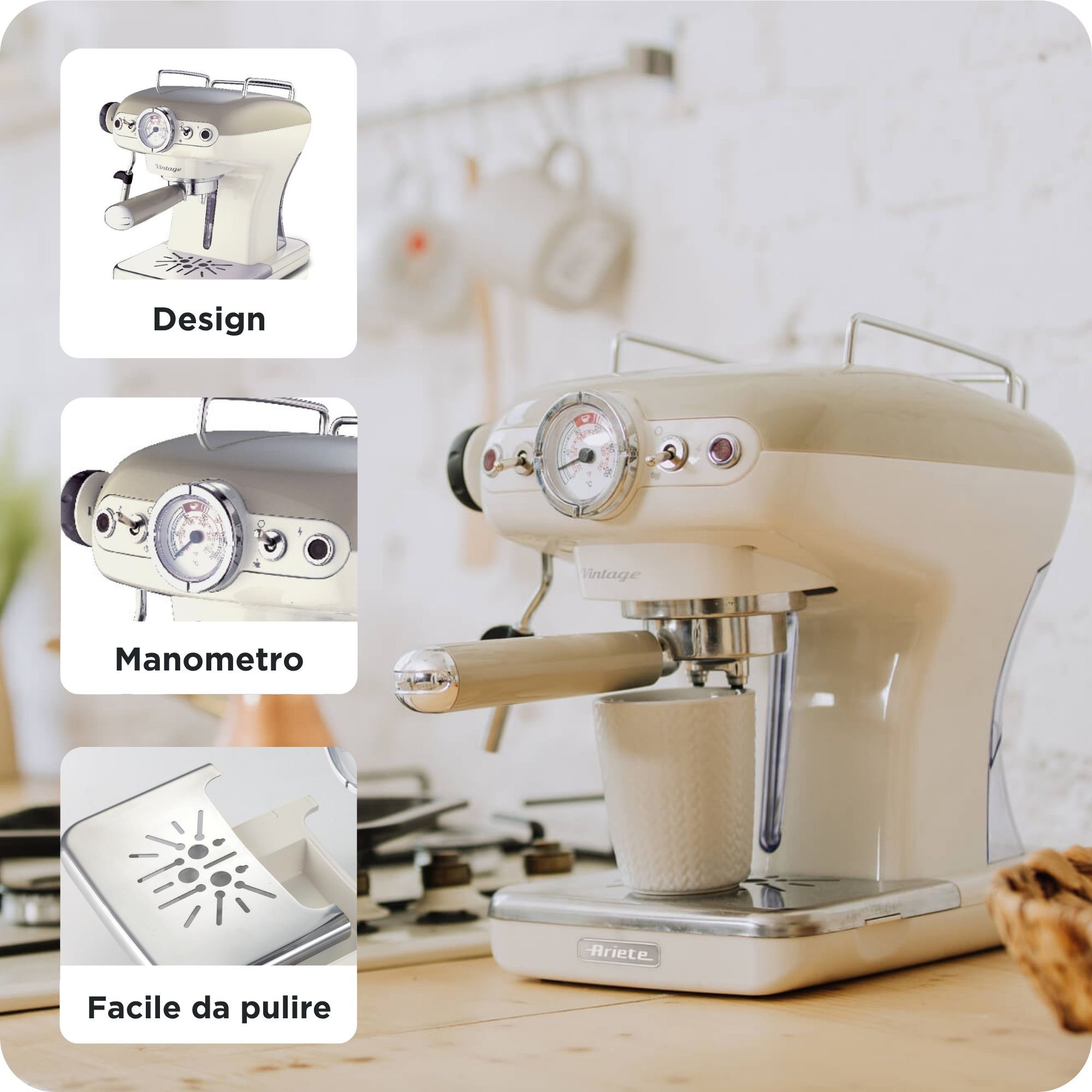 Ariete Vintage espresso machine beige 1389 | Ariete