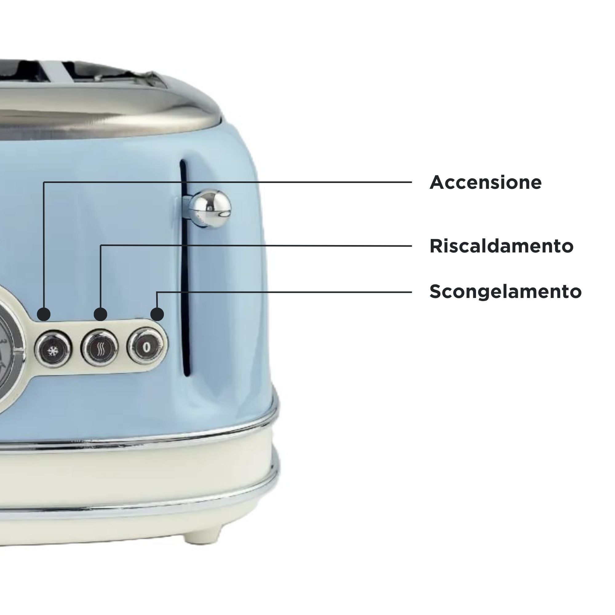 Ariete 156 Capri Broodrooster - 4 Sneetjes, 1630W, 6 Bruiningsniveaus, Defrost Functie
