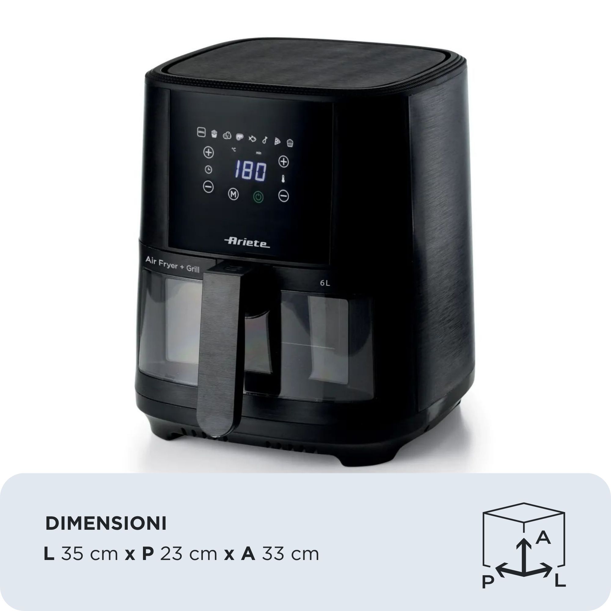 Friggitrice Ad Aria 6 Qt In Acciaio Inox | Forno A Convezione Con Pentola In Metallo E Ceramica, Senza PTFE/PFAS, 9 Funzioni, Display Touch