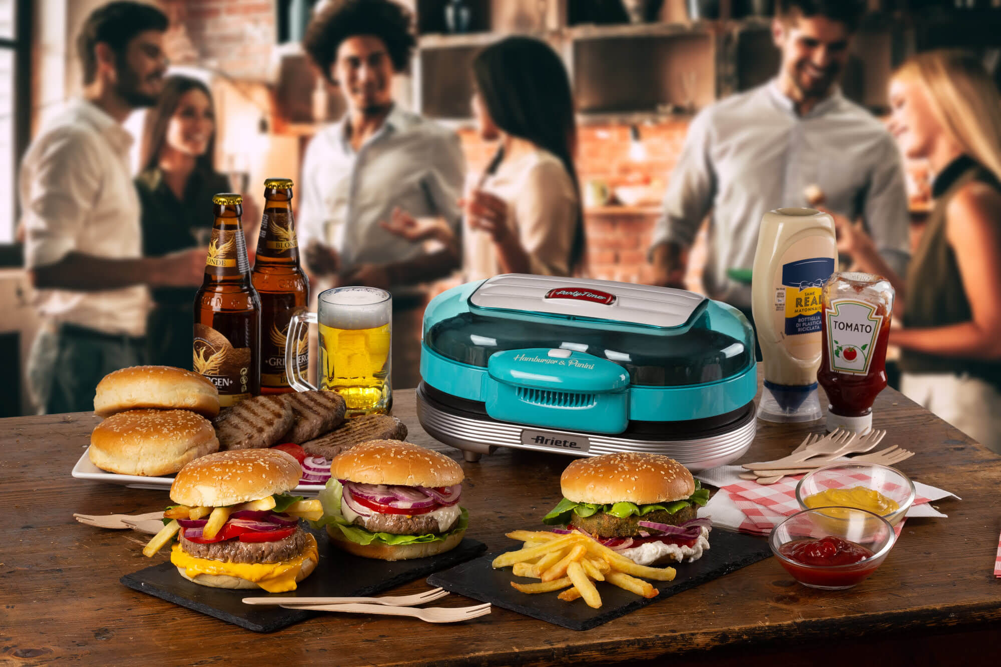 Electric burger table grill, Hamburger Maker Party Time