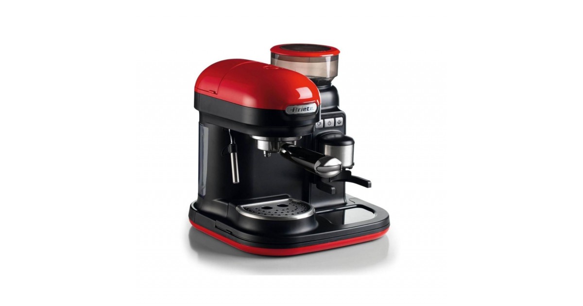 Espresso Coffee Machine With Integrated Coffee Grinder Moderna Espresso Rosso Ariete En