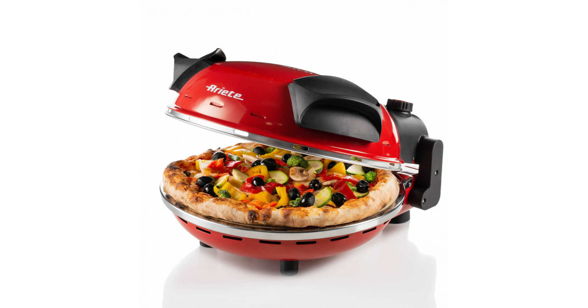 Ariete 918 Pizza in 4' minuti, Forno Pizza, 1200 W, Pietra refrattaria con  trattamento anti-aderente, Temperatura Max 400°C, 5 livelli di cottura