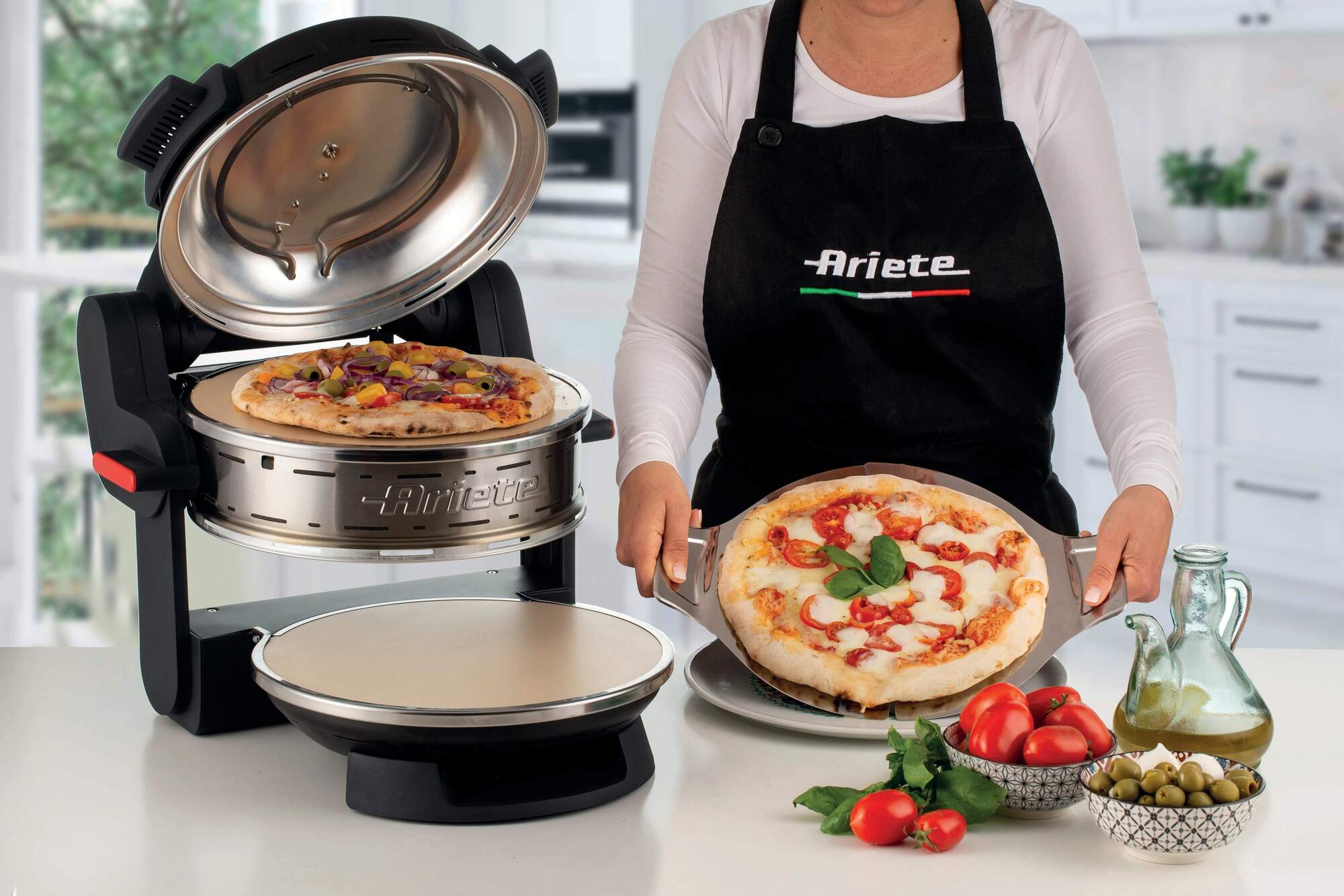 Ariete Forno Pizza Doppio 927, Forno per Pizza con 5 Livelli di Cottura, 2  Piastre Refrattarie Antiaderenti, 2 Pale in Acciaio Inox Incluse, Max