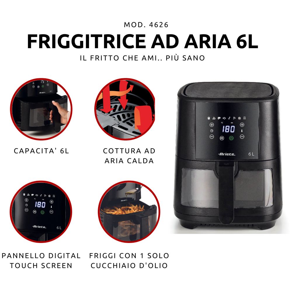 ARIETE Friggitrice Elettrica Ad Aria Ariete 4626/03 Airy Fryer