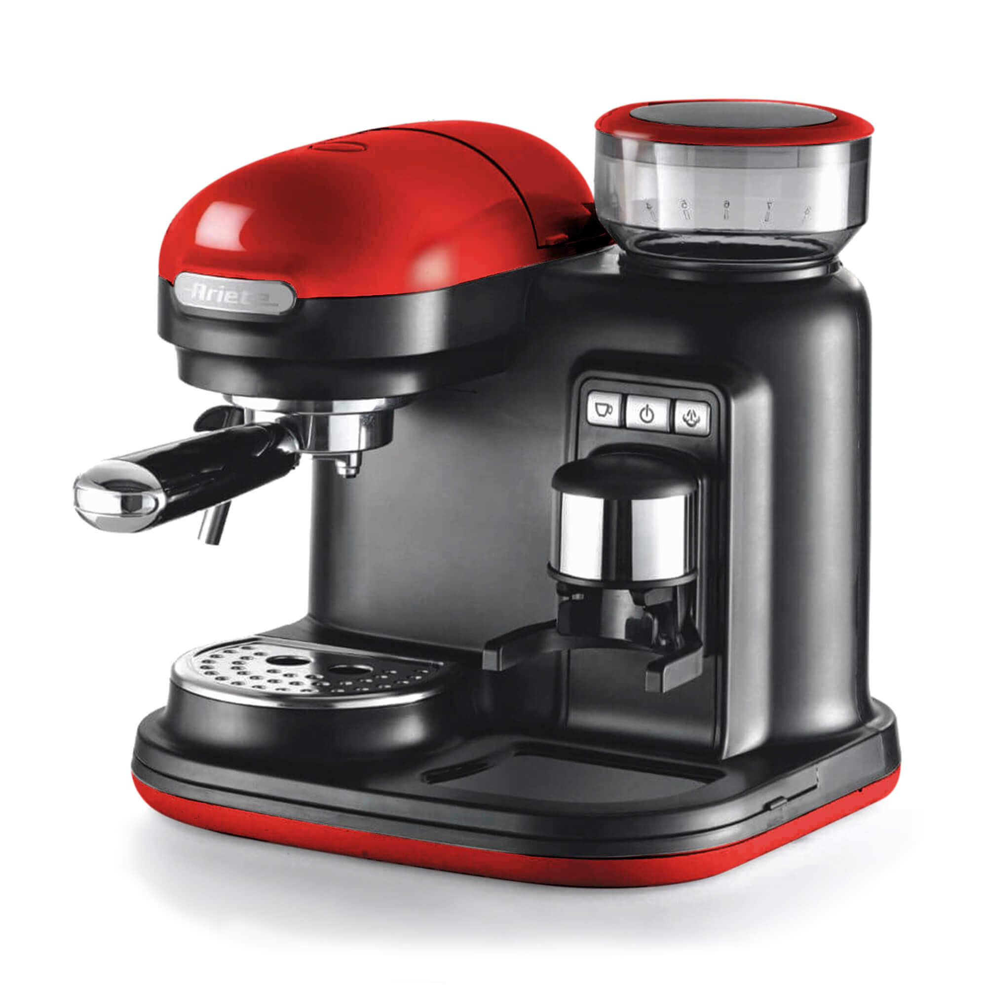 Ariete Moderna Espresso Machine - With Integrated Coffee Grinder Red