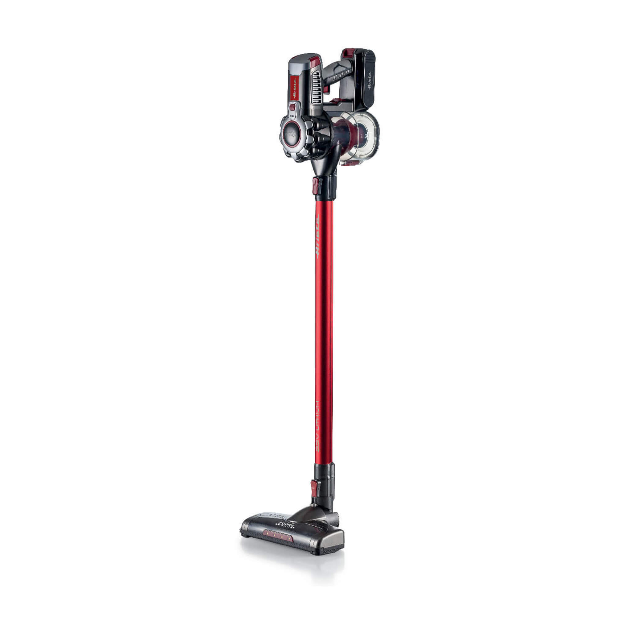 Red Cordless Electric Broom with rechargeable battery