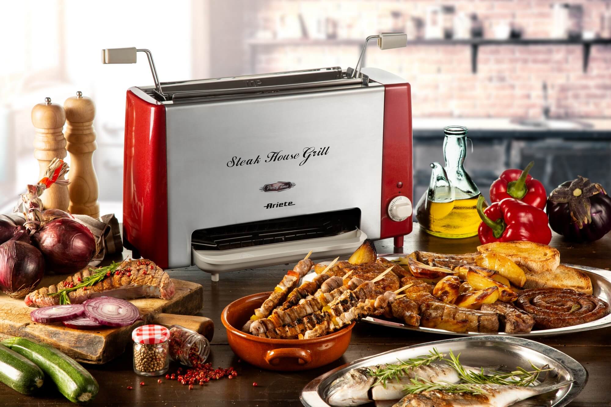 Vertical grill for meat, steaks, fish, vegetables