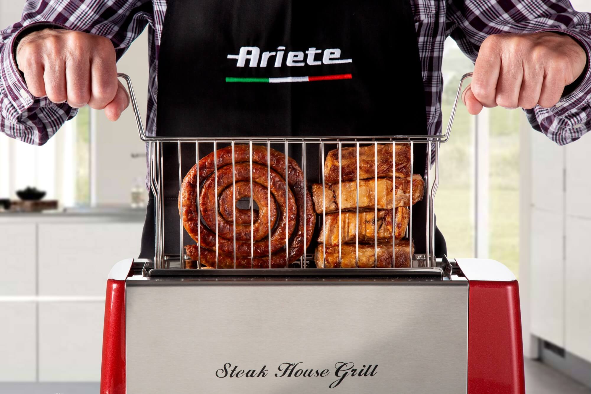 Vertical grill for meat, steaks, fish, vegetables